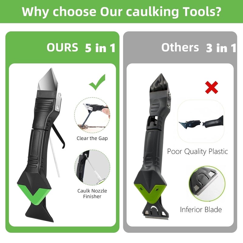 Jidomifurnis Caulking Tool 5 in 1, Caulk Remover & Silicone Sealant Finishing Kit with Grout Scraper and 6 Silicone Pads, Ideal for Kitchen, Bathroom, and Window Sealing - Image 4